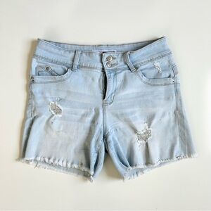 YMI Light Blue Distressed Women's Shorts